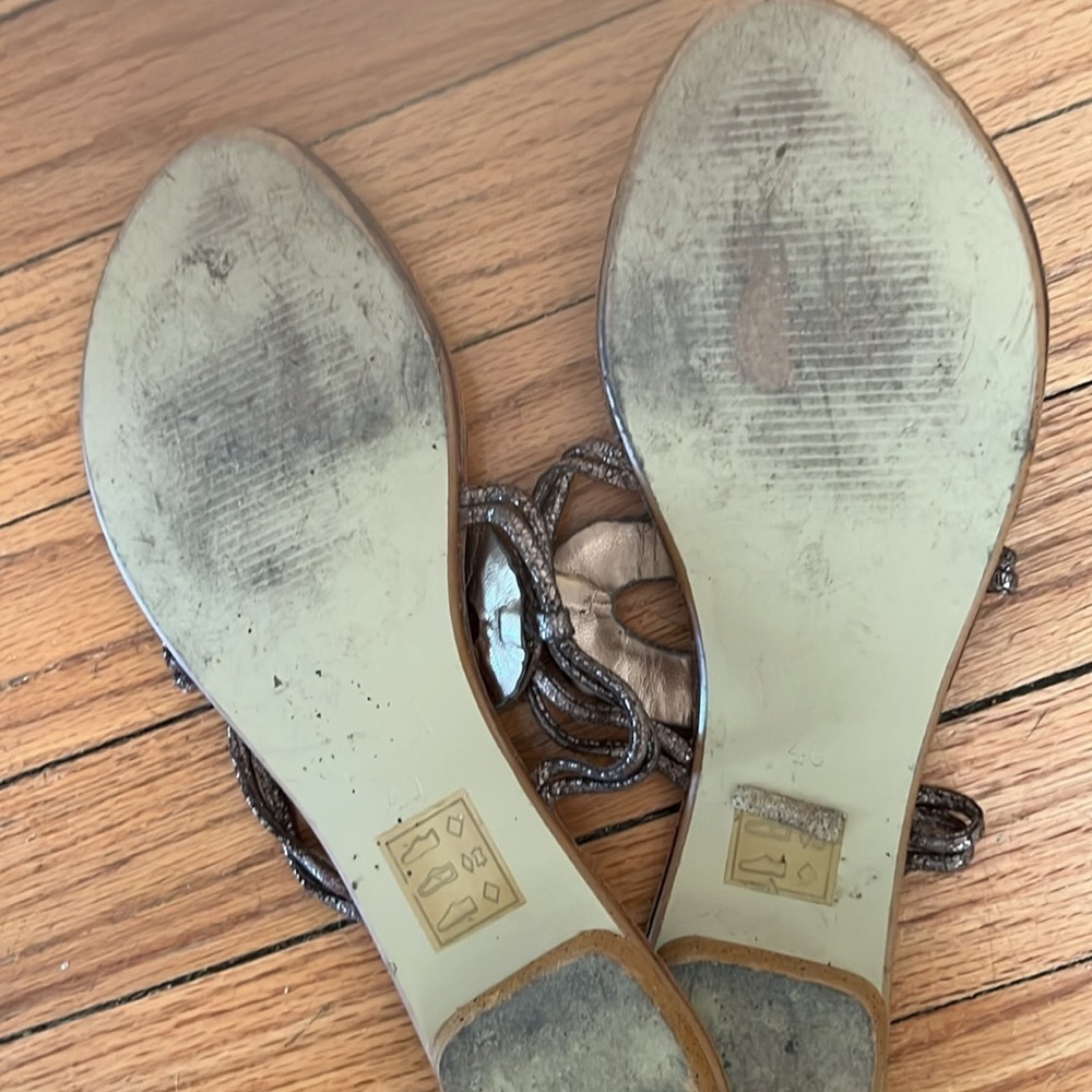 Via Dei Italian  Sandals brown gold , Sz 9 - Picture 2 of 2